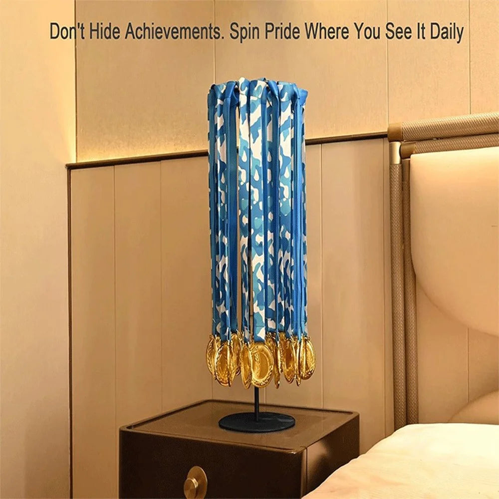 Rotating Medal Display Stand Desktop Metal Holder 15 Hooks 45+ Medals 360° Hanging Rack for Sports Awards - 5