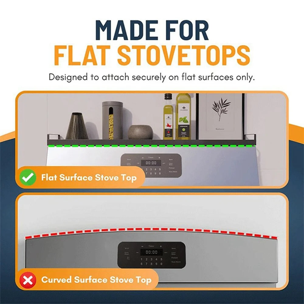 Extendable Magnetic Stove Top Shelf 16-30 Inch Steel Stovetop Organizer Rack for Kitchen Spice Storage - Black - 4