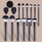 12Pcs Makeup Cosmetic Brush Set with 3 Puff Sponges Professional Long Handle Beauty Tools for Foundation Powder - Black - 2