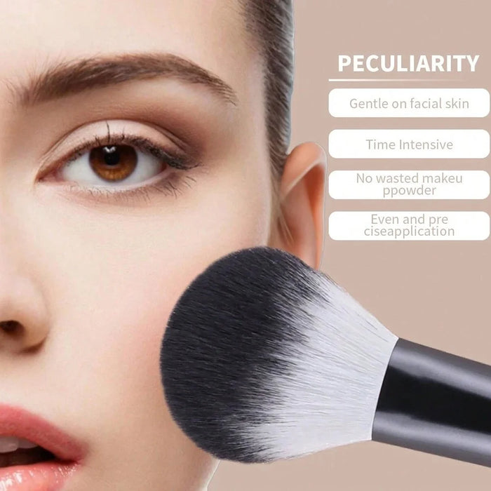 12Pcs Makeup Cosmetic Brush Set with 3 Puff Sponges Professional Long Handle Beauty Tools for Foundation Powder - Black - 4