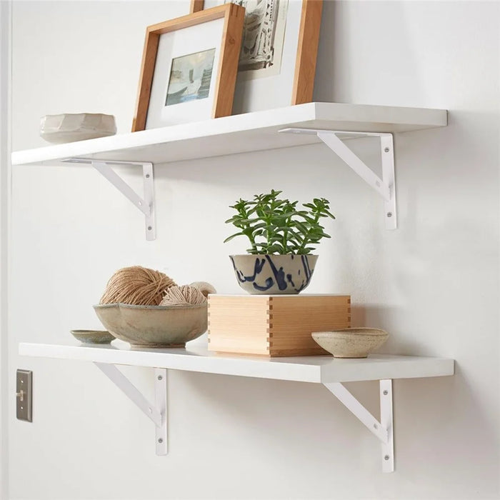 12Pcs 15x9.5cm Metal Wall Shelf Brackets L Shaped Triangular Heavy Duty Support for Kitchen Bedroom - Black - 6