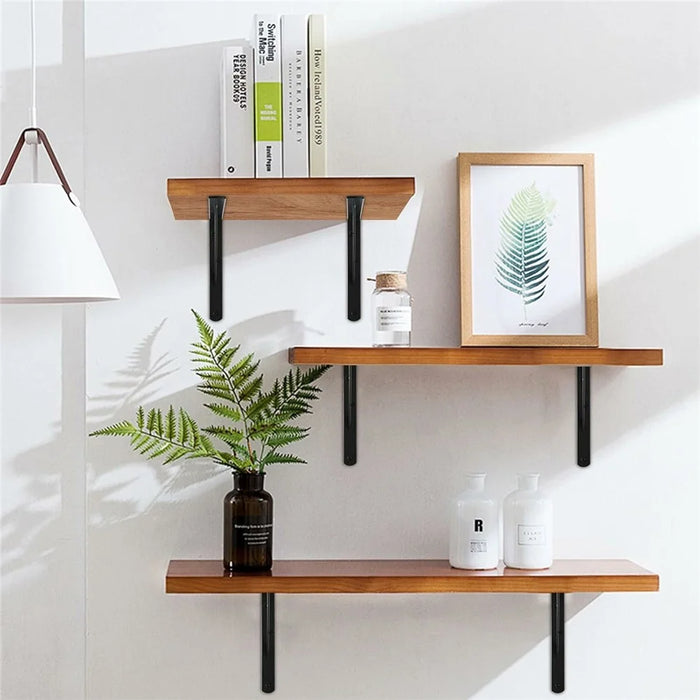 12Pcs 50x30cm Metal Wall Shelf Brackets Heavy Duty L-Shaped Triangular Support for Home DIY Storage - Black - 5
