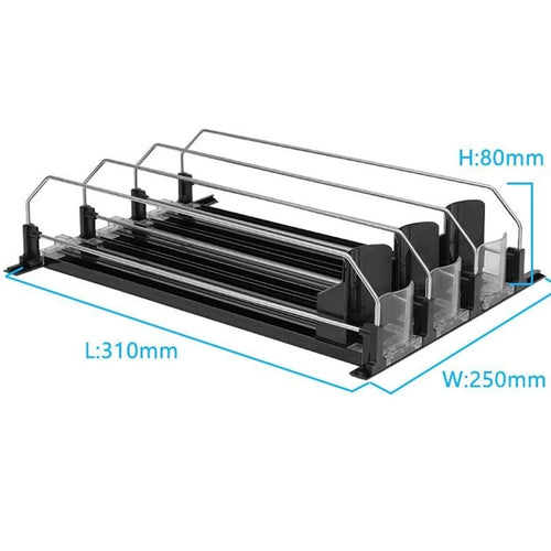 310mm 3 Rows Fridge Drink Organizer Auto Push Spring Slide Rail Beverage Automatic Drink Dispenser for Can Storage - Black - 1