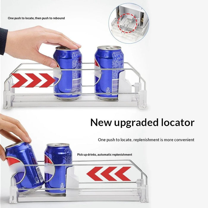 380mm 3 Rows Fridge Drink Organizer Auto Push Spring Slide Rail Beverage Automatic Drink Dispenser for Can Storage - Black - 3