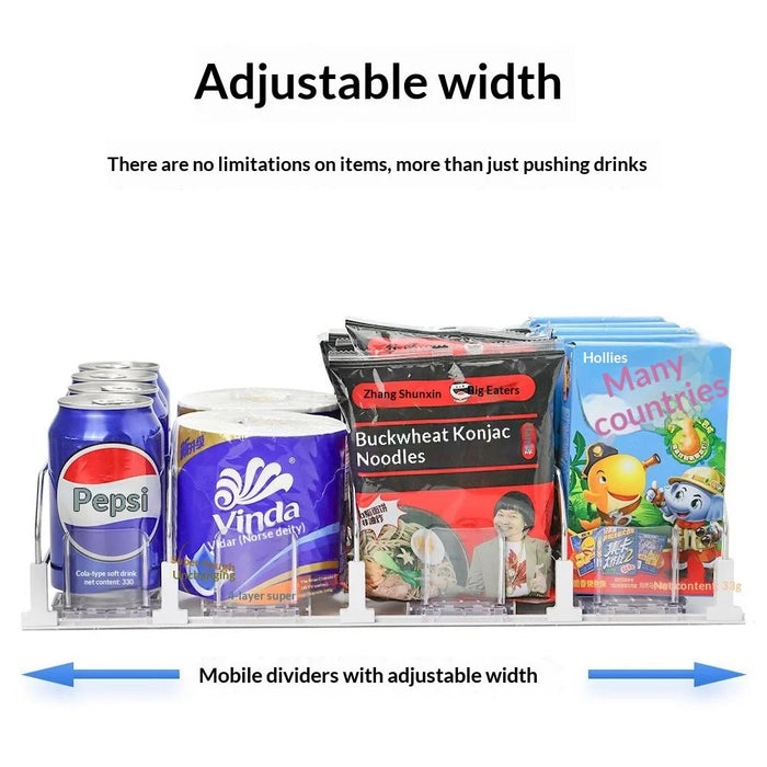 310mm 5 Rows Fridge Drink Organizer Auto Push Spring Slide Rail Beverage Automatic Drink Dispenser for Can Storage - Black - 5