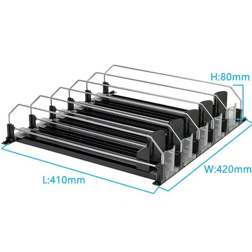 410mm 5 Rows Fridge Drink Organizer Auto Push Spring Slide Rail Beverage Automatic Drink Dispenser for Can Storage - Black - 1