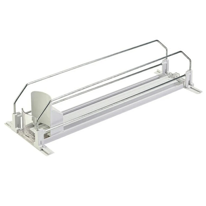 310mm Single Row Fridge Drink Organizer Auto Push Spring Slide Rail Beverage Automatic Drink Dispenser for Can Storage - White - 1
