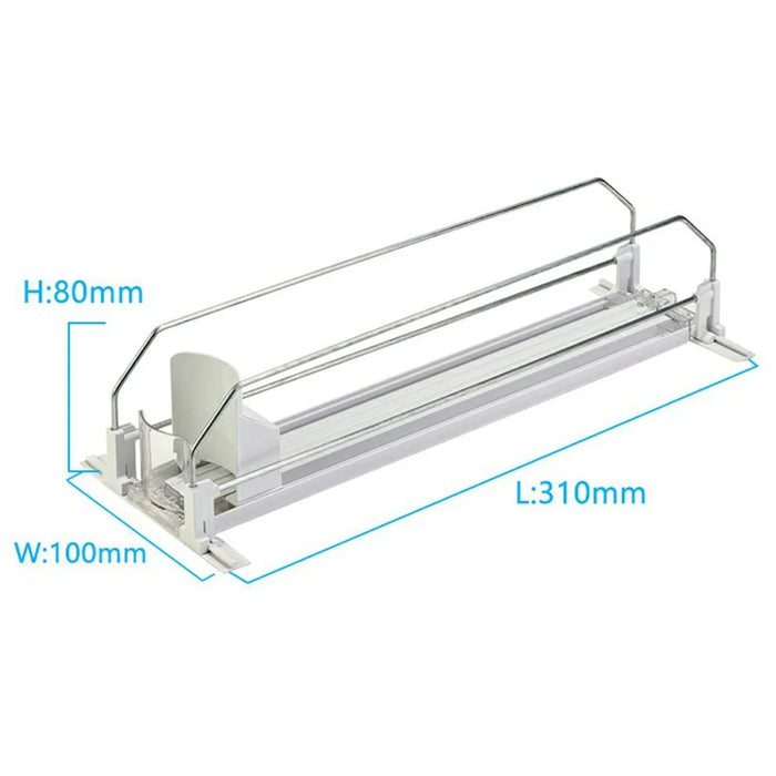 310mm Single Row Fridge Drink Organizer Auto Push Spring Slide Rail Beverage Automatic Drink Dispenser for Can Storage - White - 5