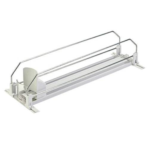 380mm Single Row Fridge Drink Organizer Auto Push Spring Slide Rail Beverage Automatic Drink Dispenser for Can Storage - White - 1