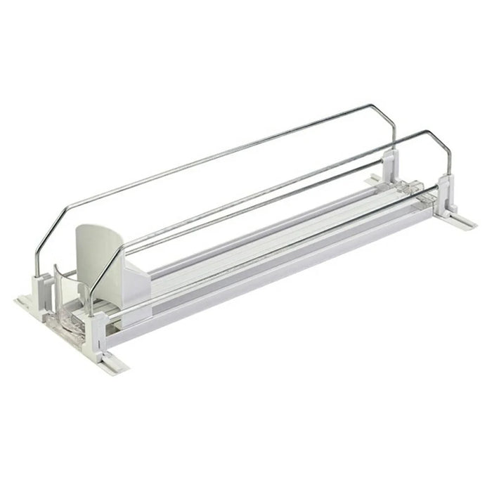 410mm Single Row Fridge Drink Organizer Auto Push Spring Slide Rail Beverage Automatic Drink Dispenser for Can Storage - White - 1