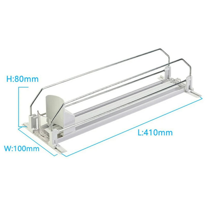410mm Single Row Fridge Drink Organizer Auto Push Spring Slide Rail Beverage Automatic Drink Dispenser for Can Storage - White - 5