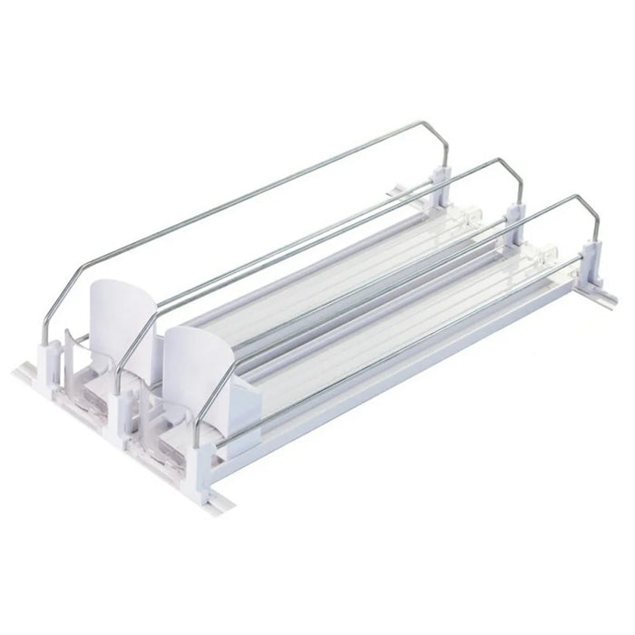 310mm 2 Rows Fridge Drink Organizer Auto Push Spring Slide Rail Beverage Automatic Drink Dispenser for Can Storage - White - 1