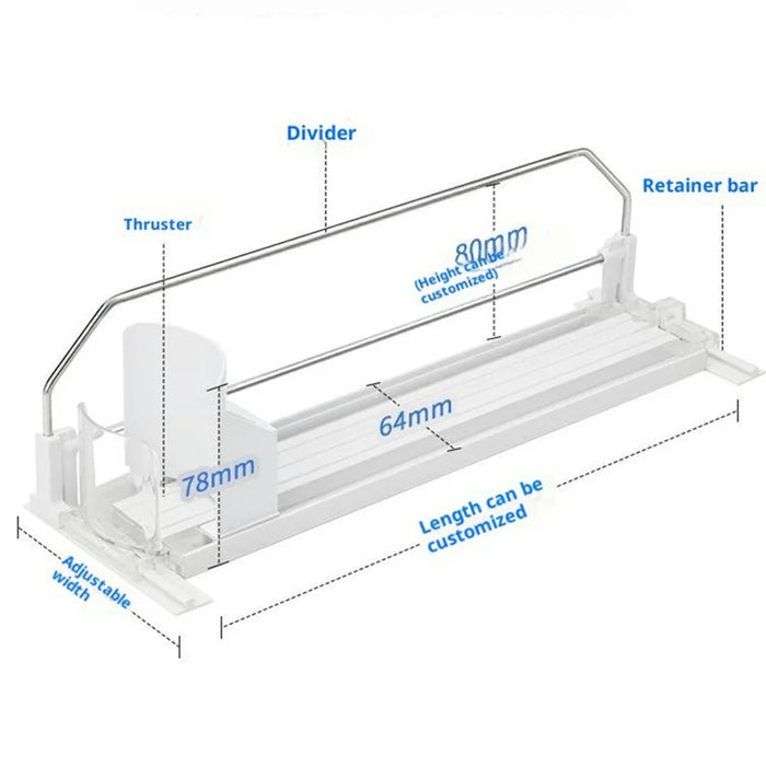 310mm 2 Rows Fridge Drink Organizer Auto Push Spring Slide Rail Beverage Automatic Drink Dispenser for Can Storage - White - 5