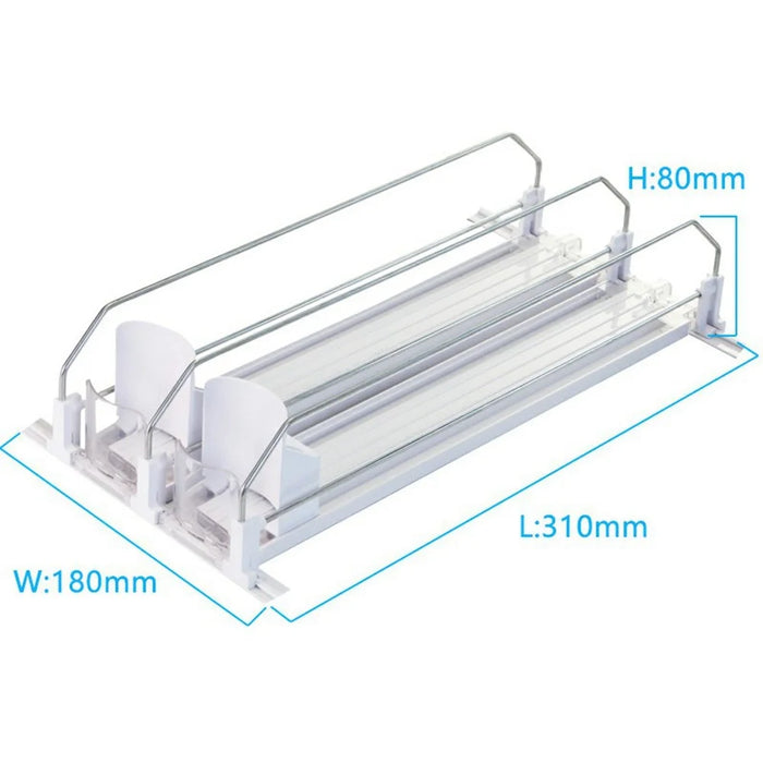 310mm 2 Rows Fridge Drink Organizer Auto Push Spring Slide Rail Beverage Automatic Drink Dispenser for Can Storage - White - 6