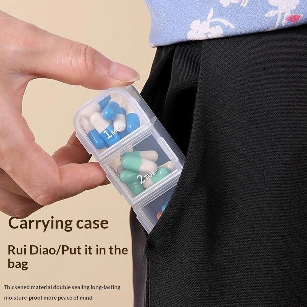 7 Days Weekly 7 Compartments Pill Organizer Box Portable Medicine Storage Case for Travel (BPA Free, No FDA) - Coffee - 5