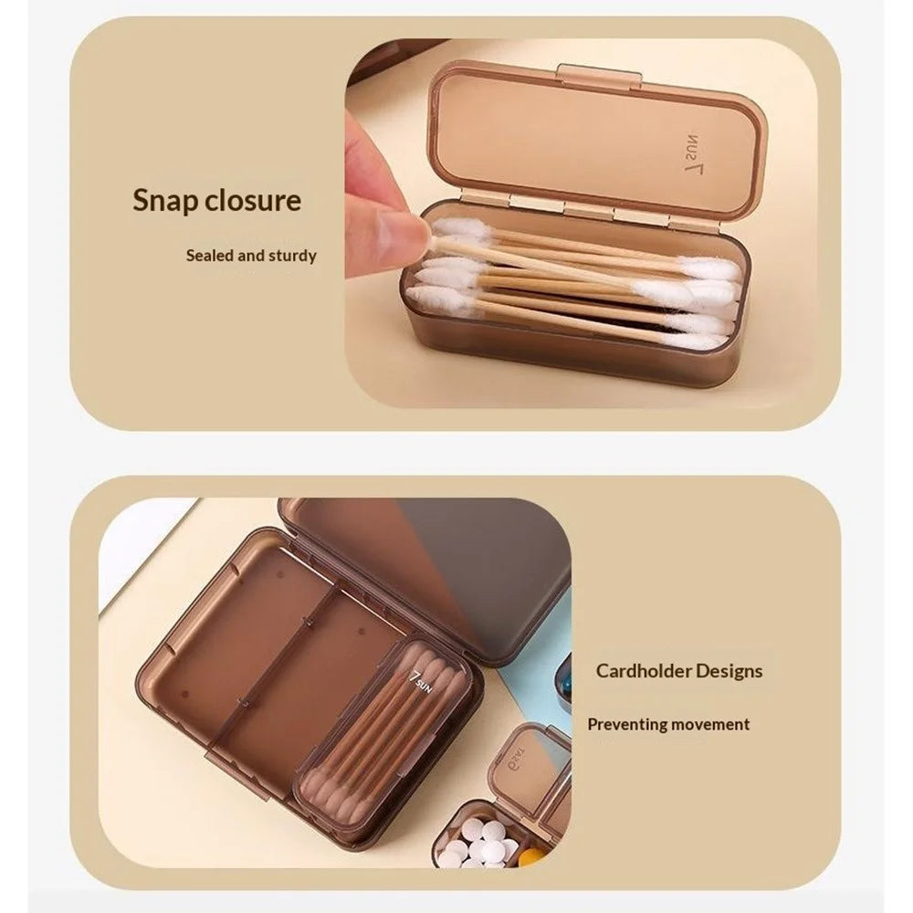 7 Days Weekly 7 Compartments Pill Organizer Box Portable Medicine Storage Case for Travel (BPA Free, No FDA) - Coffee - 6