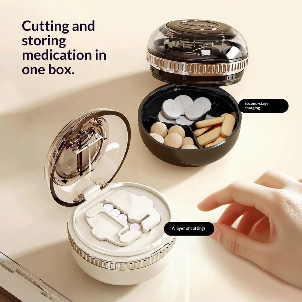 Multi-functional Pill Cutter and Organizer 1 / 2 1 / 4 Precise Split Portable Medicine Storage Box (BPA Free, No FDA) - Black - 5