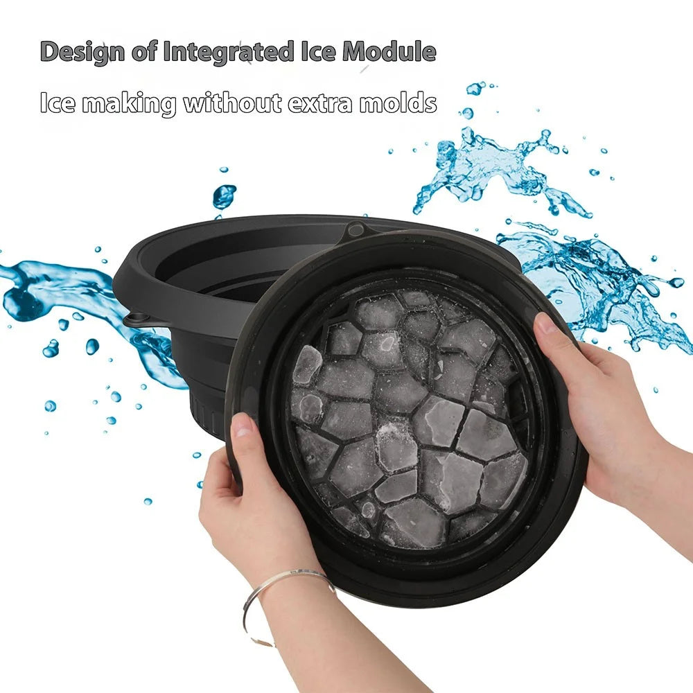 Collapsible Silicone Face Basin Ice Cold Therapy Multipurpose Foldable Washbasin for Skincare Travel (FDA Certified, BPA-Free)  - Black - 4