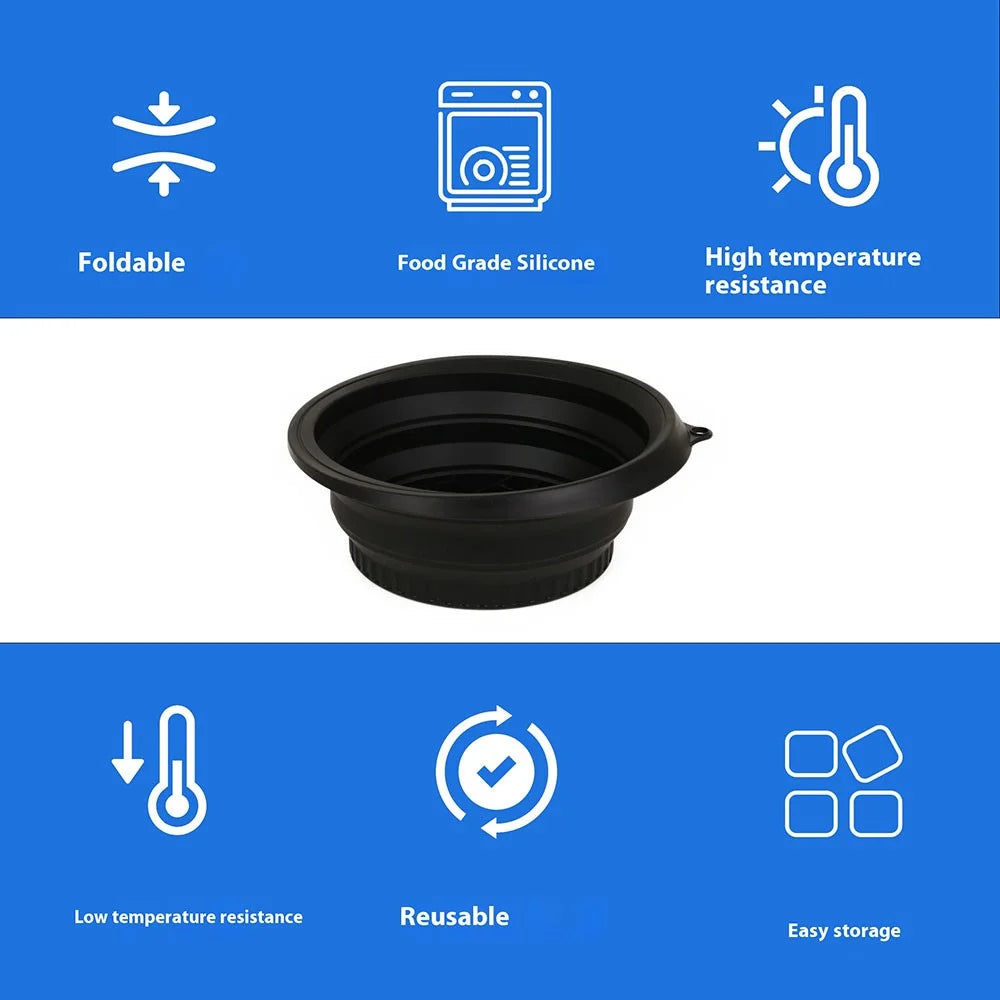 Collapsible Silicone Face Basin Ice Cold Therapy Multipurpose Foldable Washbasin for Skincare Travel (FDA Certified, BPA-Free)  - Black - 5