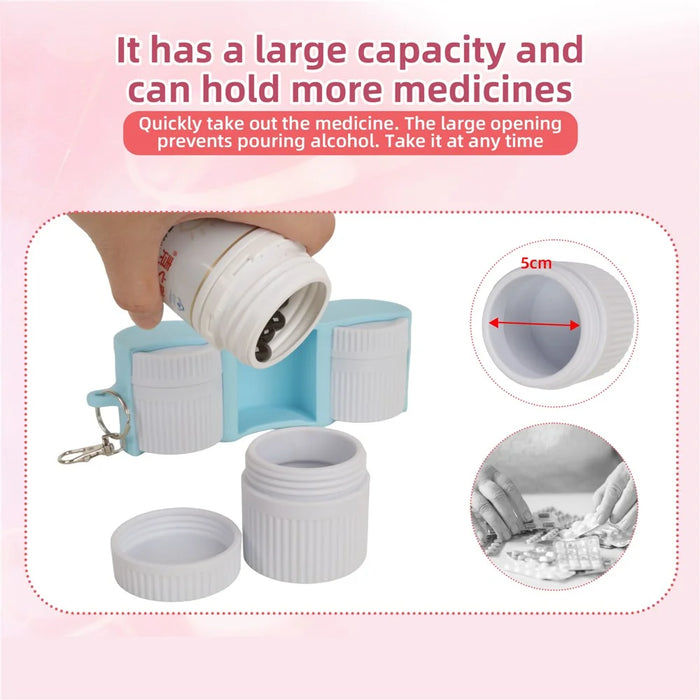 1 Set 50ml Silicone Pill Organizer Box Portable Medicine Case with Detachable Bottles for Travel (FDA Certified, BPA-Free) - Pink - 4