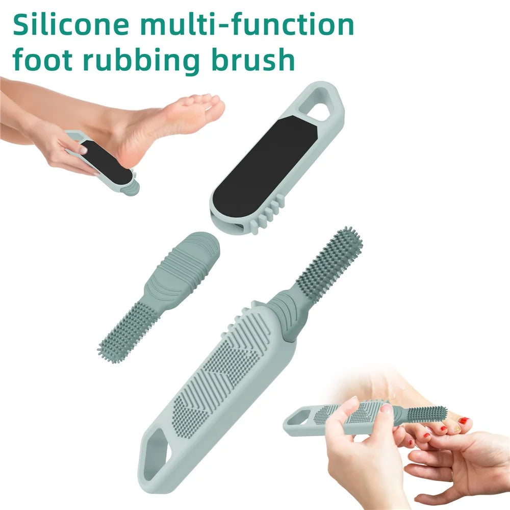 Silicone Foot Scrubber Brush Dual-Head Exfoliating Foot Sander for Callus Dead Skin Removal - Blue - 2