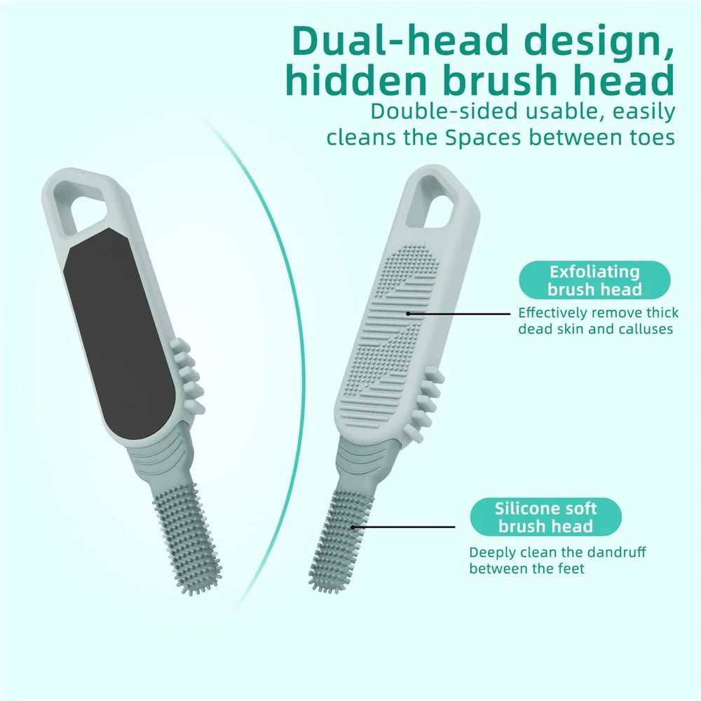 Silicone Foot Scrubber Brush Dual-Head Exfoliating Foot Sander for Callus Dead Skin Removal - Blue - 4