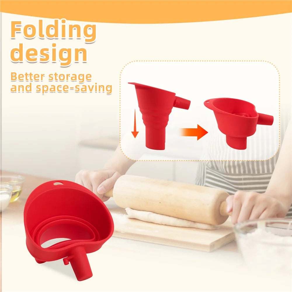 Flour Funnel for KitchenAid Stand Mixer Extended Silicone Collapsible Powder Funnel (FDA Certified, BPA-Free) - Blue - 4
