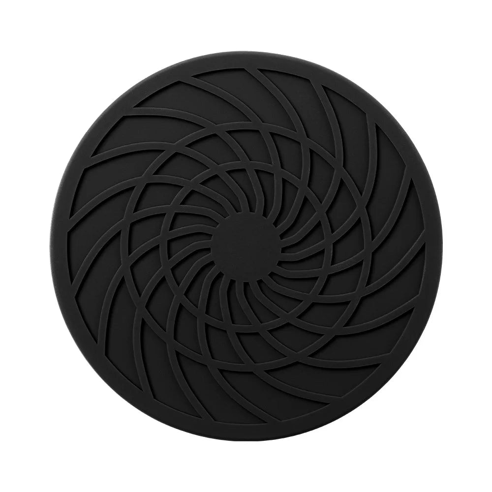 8Pcs 10cm FDA Certified Round Silicone Coasters Waterproof Non-slip Heat Resistant Cup Mats with Storage Holder - Black - 2
