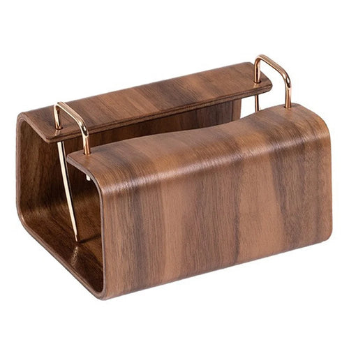 Retro Wooden Tissue Box Desktop Paper Dispenser with Metal Handles for Home Hotel Office - Square - 1