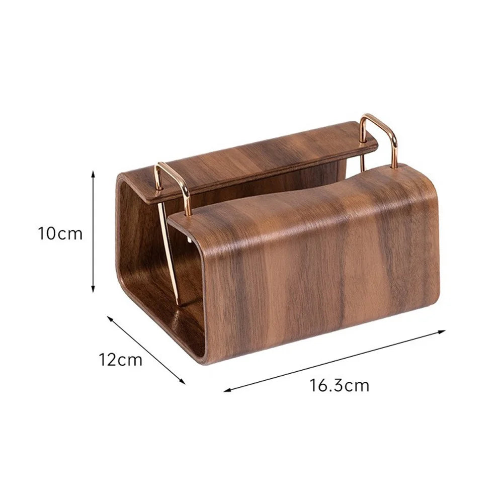 Retro Wooden Tissue Box Desktop Paper Dispenser with Metal Handles for Home Hotel Office - Square - 6