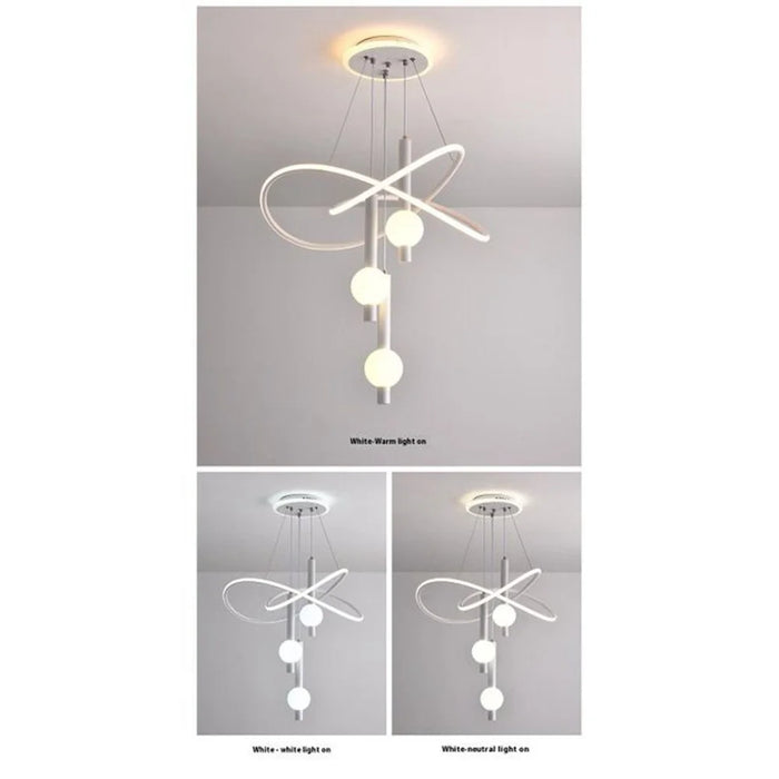 Nordic Style 3 Color Temperature LED Chandelier Pendant Light Adjustable Height for Dining Room Bedroom - White - 5
