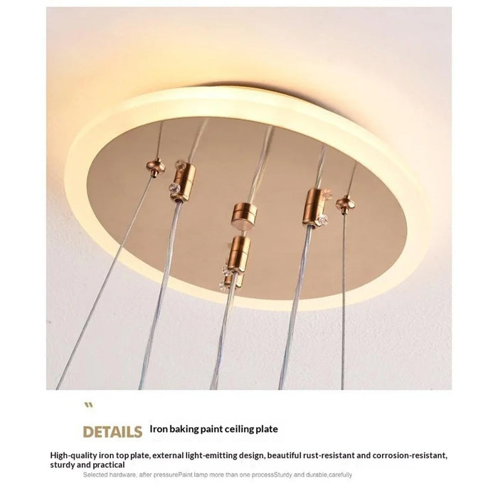 Nordic Style 3 Color Temperature LED Chandelier Pendant Light Adjustable Height for Dining Room Bedroom - White - 7