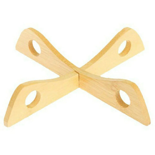 2Pcs Bamboo Pot Trivet Holder Cross Stand Foldable Steamer Rack Detachable Heat Insulation Stand for Kitchen Countertop - 1