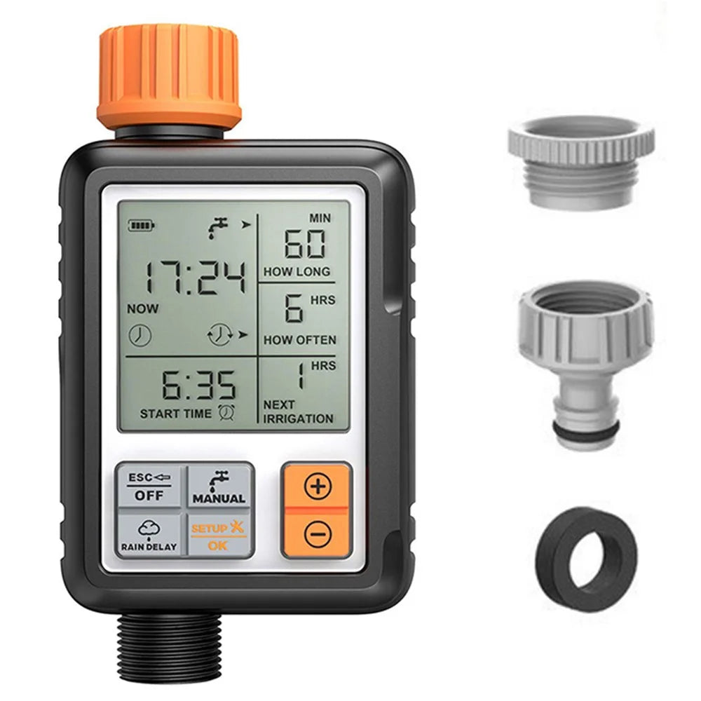 Automatic Garden Irrigation Watering Timer Lawn Tap Hose Sprinkler Timer with LCD Screen and Adapter - 1