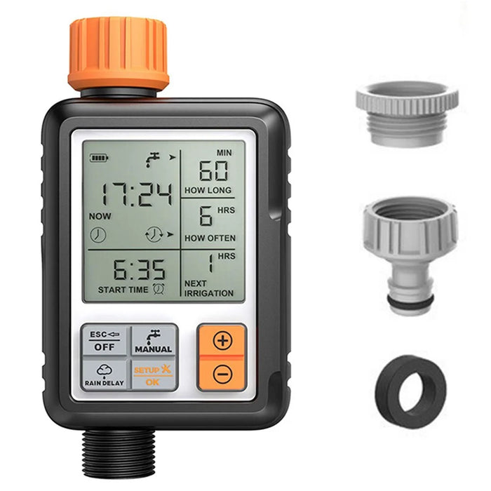 Automatic Garden Irrigation Watering Timer Lawn Tap Hose Sprinkler Timer with LCD Screen and Adapter - 1