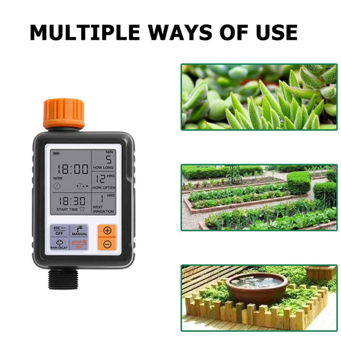 Automatic Garden Irrigation Watering Timer Lawn Tap Hose Sprinkler Timer with LCD Screen and Adapter - 4