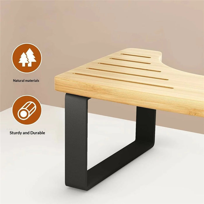 Bathroom Footstool U-Shape Bamboo Anti-Slip Toilet Squatting Stool for Toilet Support - Light Coffee - 2