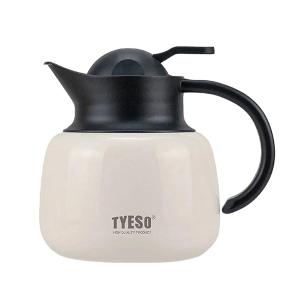 TYESO 304 Stainless Steel Vacuum Insulated Kettle Pot 750ml 25fl.oz Tea Water Separator for Home Office - White - 1
