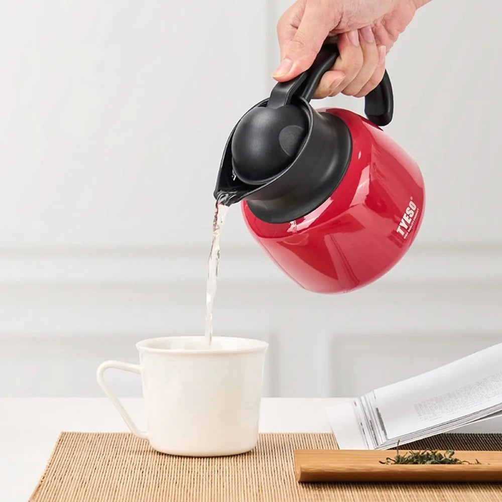 TYESO 304 Stainless Steel Vacuum Insulated Kettle Pot 750ml 25fl.oz Tea Water Separator for Home Office - White - 5