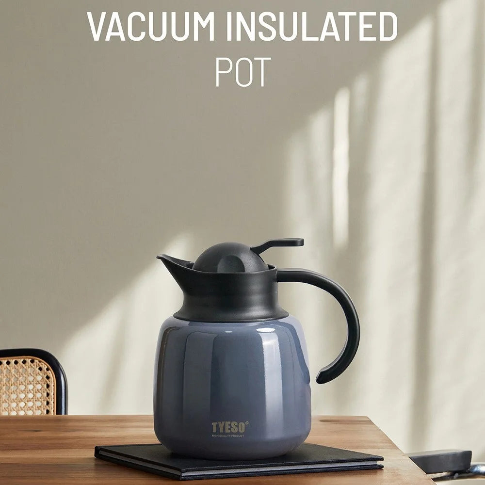 TYESO 304 Stainless Steel Vacuum Insulated Kettle Pot 750ml 25fl.oz Tea Water Separator for Home Office - White - 7