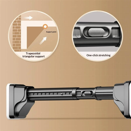 0.7-1.2m Retractable Telescopic Clothes Drying Rod One-Click Extension No Drilling Wall Mounted Closet Balcony Rack - Black - 2