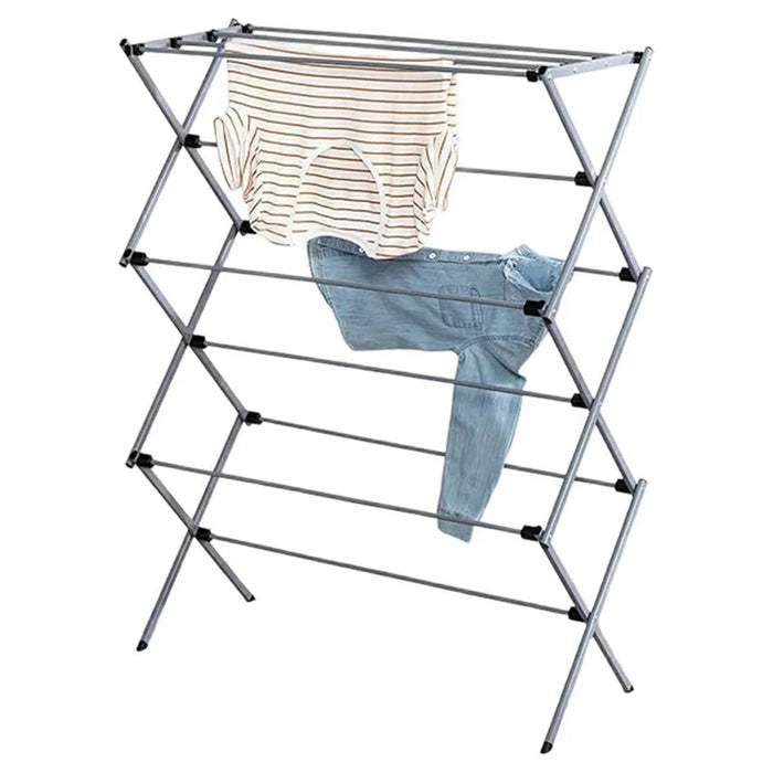 3-Tier Foldable Clothes Drying Rack Easy Install Indoor Outdoor Floor Standing Laundry Rack Portable Garment Hanger - 1