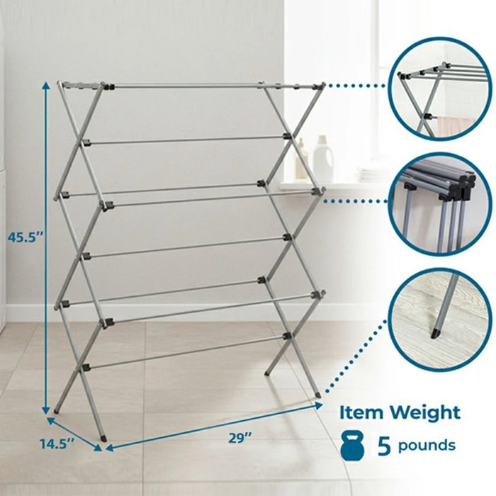 3-Tier Foldable Clothes Drying Rack Easy Install Indoor Outdoor Floor Standing Laundry Rack Portable Garment Hanger - 6