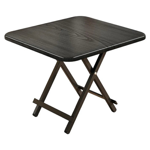 80x80x74cm Portable Folding Table Outdoor Indoor X-Type Bracket 15mm Thick Desktop Dining Table - Black - 1