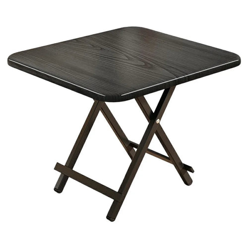 100x100x74cm Portable Folding Table Outdoor Indoor X-Type Bracket 15mm Thick Desktop Dining Table - Black - 1
