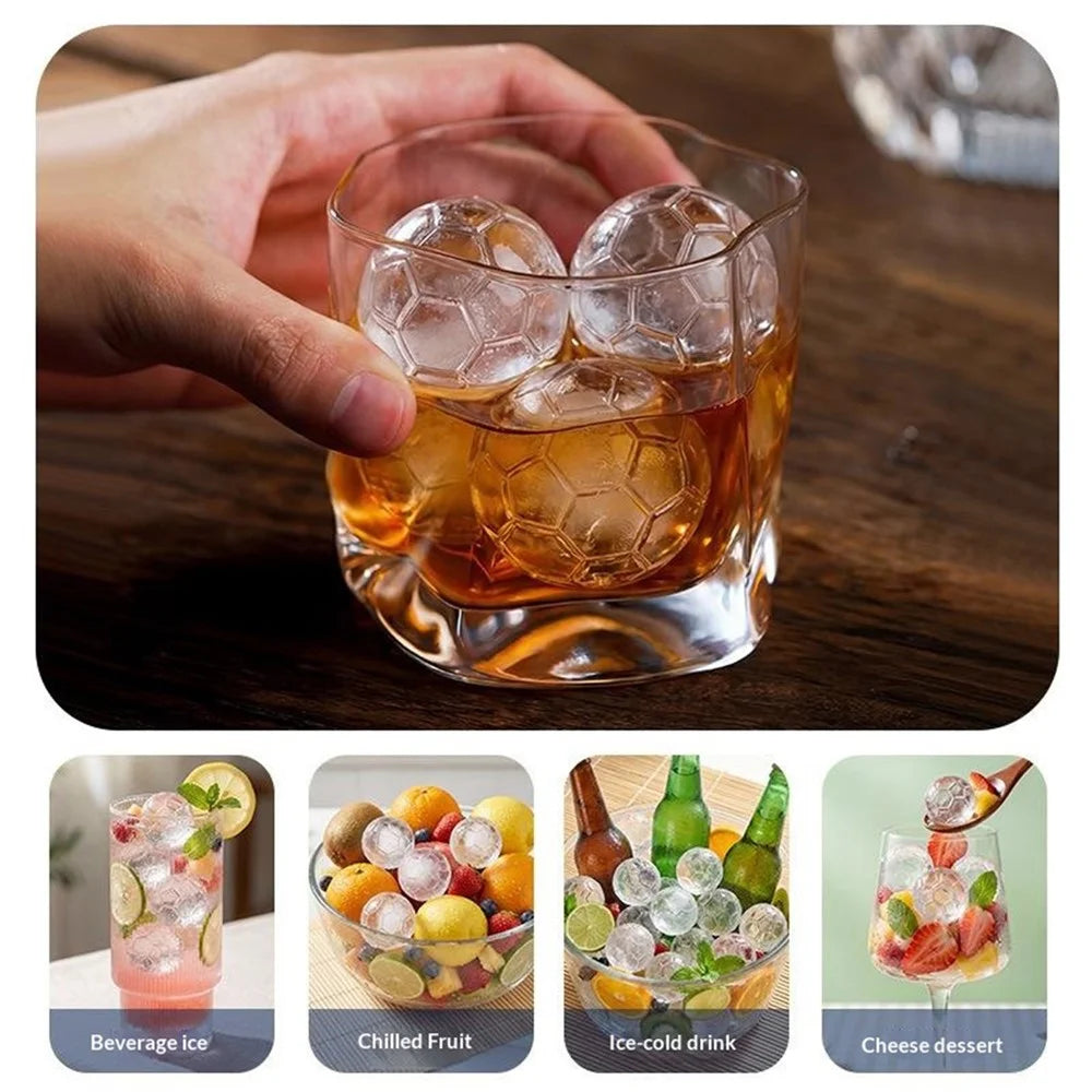 9-Grid Soccer Ball Shaped Silicone Ice Cube Mold Tray Football Shaped Food Grade Sphere Ice Maker with Lid for Drinks (BPA-Free, FDA Certified) - Blue - 5