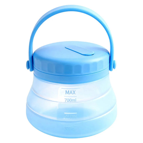 800ml Silicone Food Storage Container Portable Silicone Fruit Storage Bucket Collapsible Ice Bucket for Daily Outdoor Camping (BPA-Free, FDA Certified) - Blue - 1