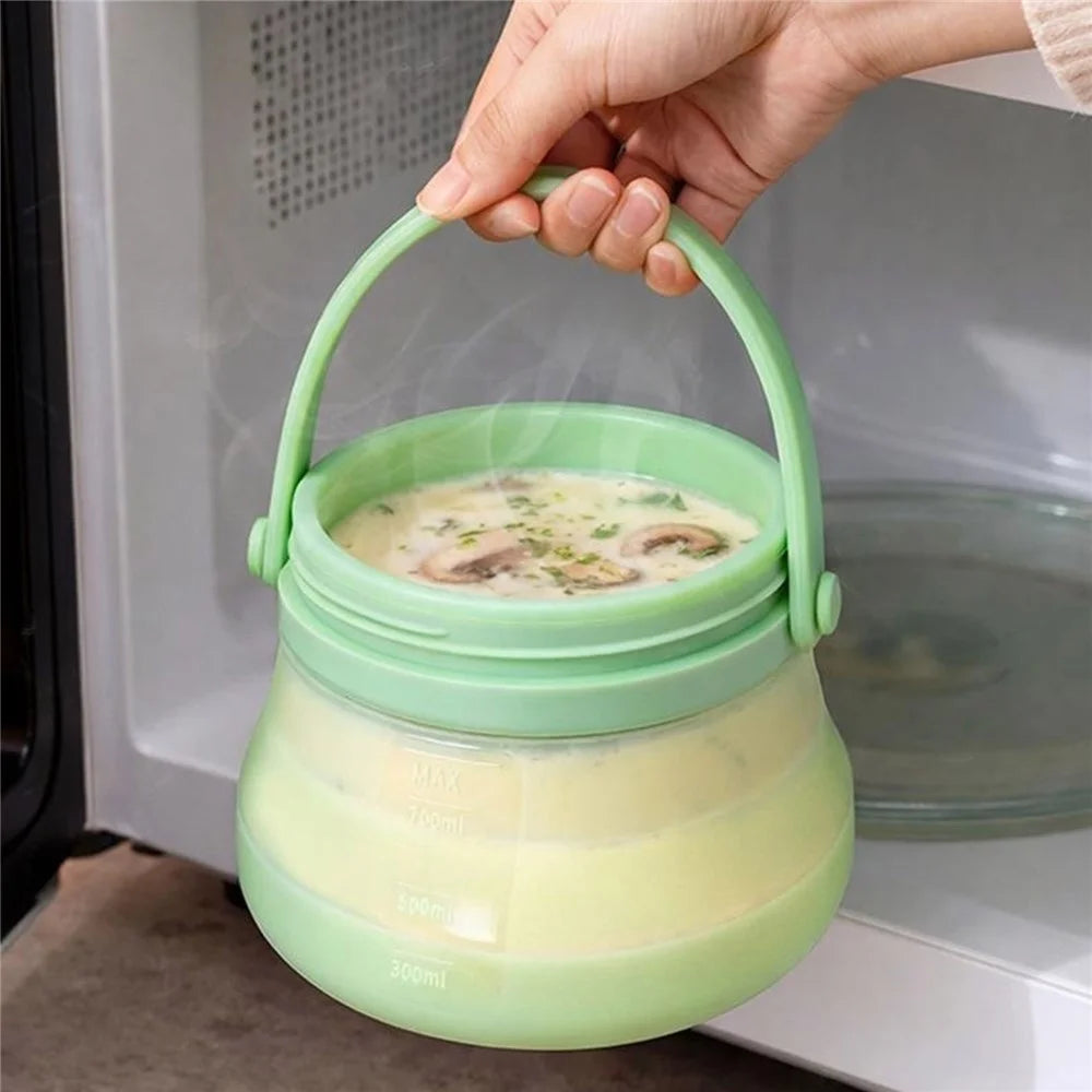 800ml Silicone Food Storage Container Portable Silicone Fruit Storage Bucket Collapsible Ice Bucket for Daily Outdoor Camping (BPA-Free, FDA Certified) - Blue - 6