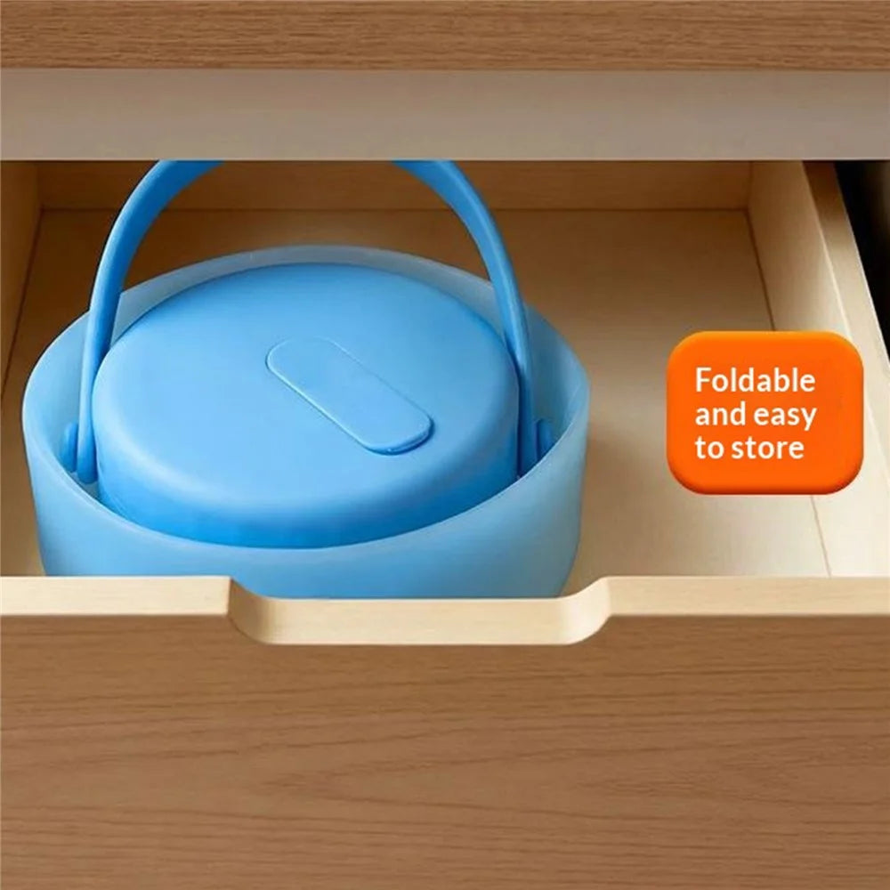 800ml Silicone Food Storage Container Portable Silicone Fruit Storage Bucket Collapsible Ice Bucket for Daily Outdoor Camping (BPA-Free, FDA Certified) - Blue - 7