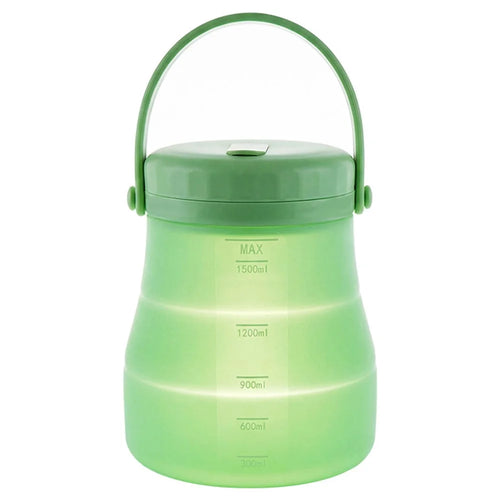 1600ml Silicone Food Storage Container Portable Silicone Fruit Storage Bucket Collapsible Ice Bucket for Daily Outdoor Camping (BPA-Free, FDA Certified) - Green - 1